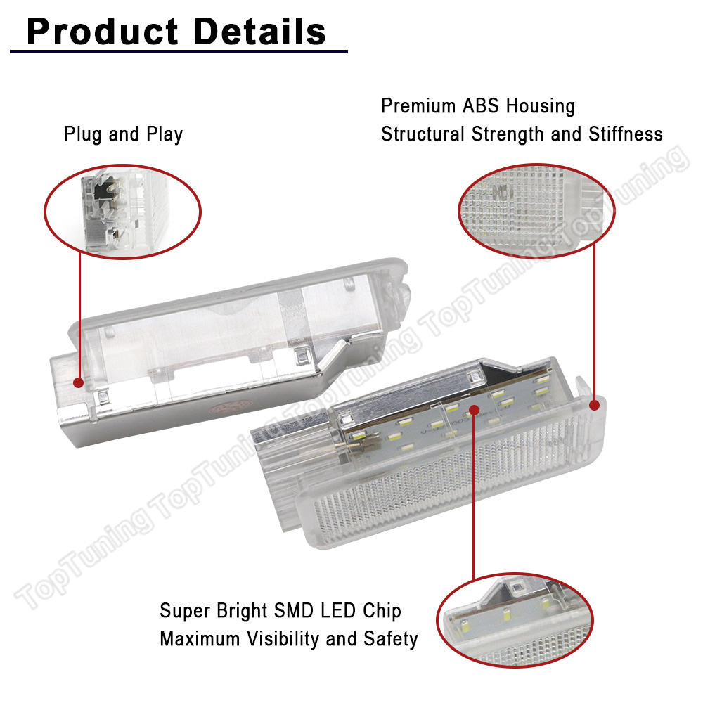 For Citroen C2 C3 C4 C5 C6 C8 DS3 2x Led Luggage Trunk Compartment Light Footwell Glove Box Interior Lamp