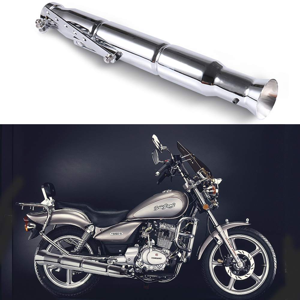 21'' Universal Motorcycle Exhaust Pipe with Sliding Bracket Vintage Exhaust Muffler 38-45mm for Cafe Racer Bobber Chopper Tube