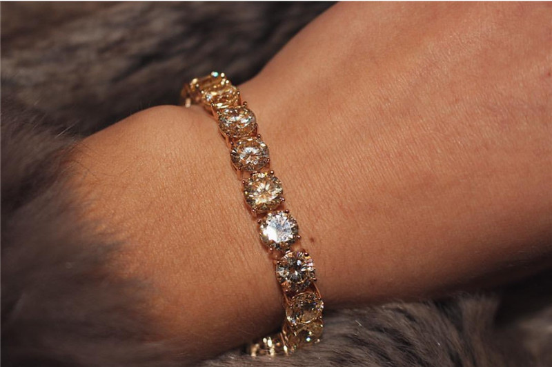 Trendy 8mm Lab Diamond Bracelet White Gold Filled Engagement Wedding Bangles Bracelets for women men Party Hiphop Jewelry