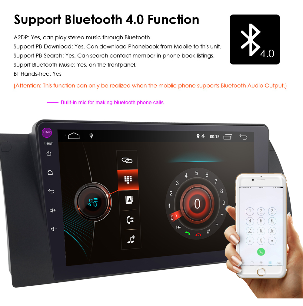 9 Inch Screen Car Radio Android Multimedia Player 2 Din MP5 MP3 Stereo Audio FM GPS Bluetooth WiFi for BMW E39 Serie 5 X5 E53 M5