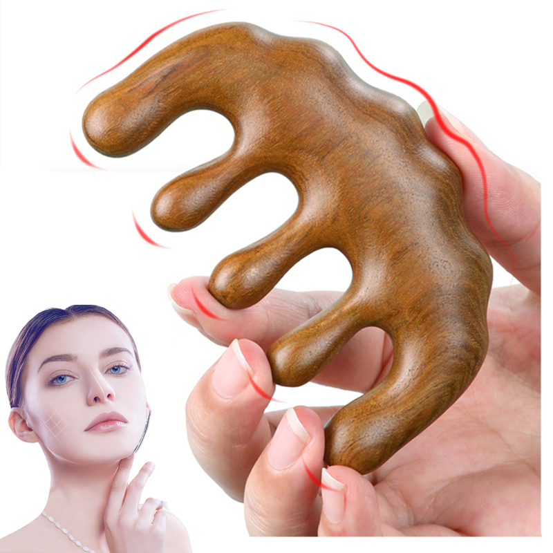 Massage Tool For Face Gua Sha and Head Wooden Comb Skin Expel Eoxins Reduce Hair Loss Dredging Meridian Wide Natural Wood Adults