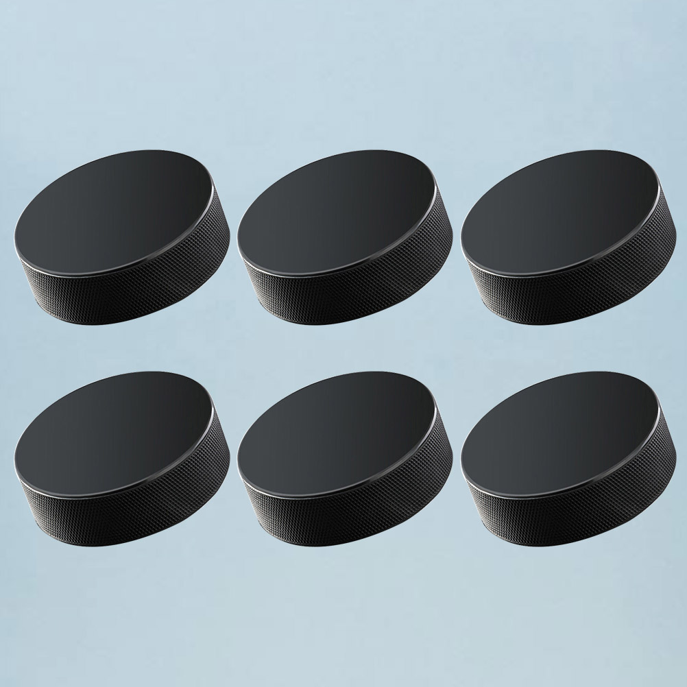 6 Pcs Professional Rubber Ice Hockey Pucks Standard Hockey Balls Sports Supplies for Practice Training Game (Black)
