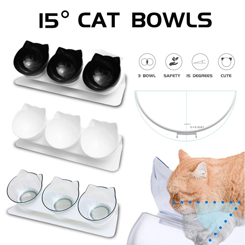 Dogs Dog In Water Cats Food Bowl Supplies 3 Feeder Pet Bowls For 1 Small Triple Stand Non-slip Three With Cat Container Elevated
