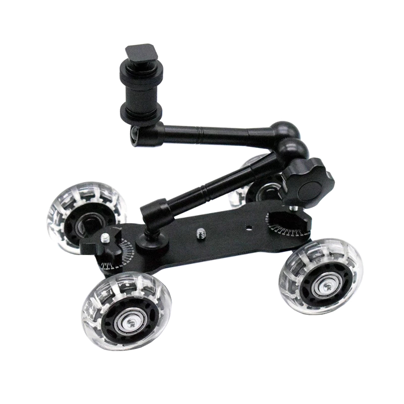 Dolly Car Camera Slider Magic Arm Tabletop Mobile Rolling Video Track Rail Skater for SLR Cameras Flash LCD Monitor LED Flash