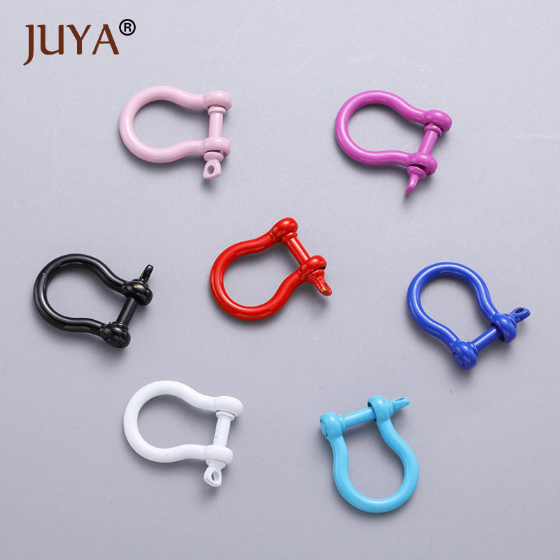 JUYA Enamel Clasps Carabiner Lock Jewelry Horseshoe Shackles Screw Lock Clasp Pendants for DIY Necklace Bracelet Jewelry Making