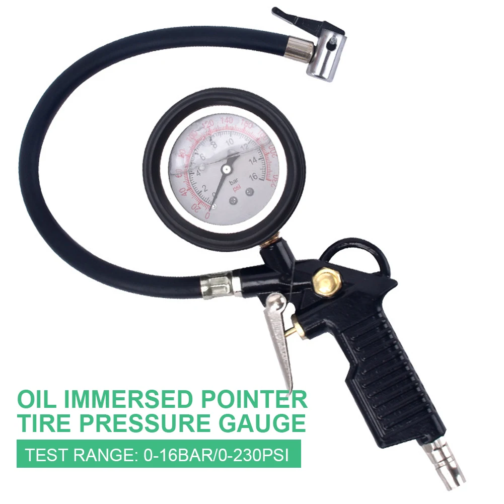 220PSI Digital Tire Pressure Gauge Aluminum Tire Pressure Inflator Gauge Car Tire Inflator Gun Repair Tool for Car Bicycle