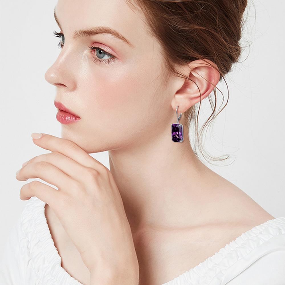 Silver 925 Jewelry Sets For Women Vintage Purple Amethyst Gemstones Ring Earrings Pendants Set Silver Jewelry Set Gifts