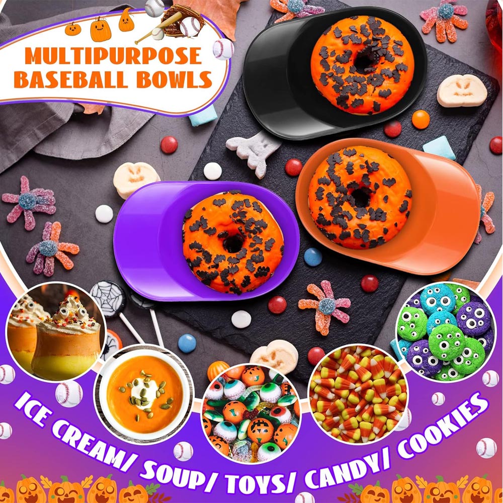 Halloween Baseball Helmet Ice Cream Snack Bowl 8 oz Mini Baseball Cap Bowls Kids Chip Bowl Ice Cream Sundae Helmets Plastic