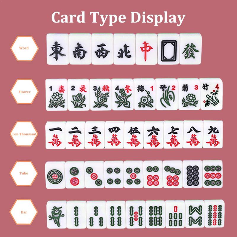 Mahjong Tiles Trip Small Traditional Chinese Mahjong Kits With Holding Bag Portable Table Game With 146 Melamine Resin Mahjong