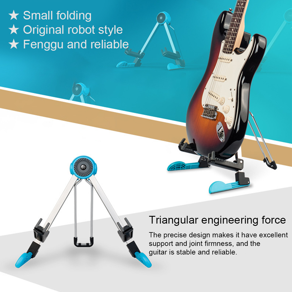 Adjustable Floor Guitar Holder Folding Acoustic Guitars Stand A-Frame Bass Rack Lightweight for Ukulele Banjo Red