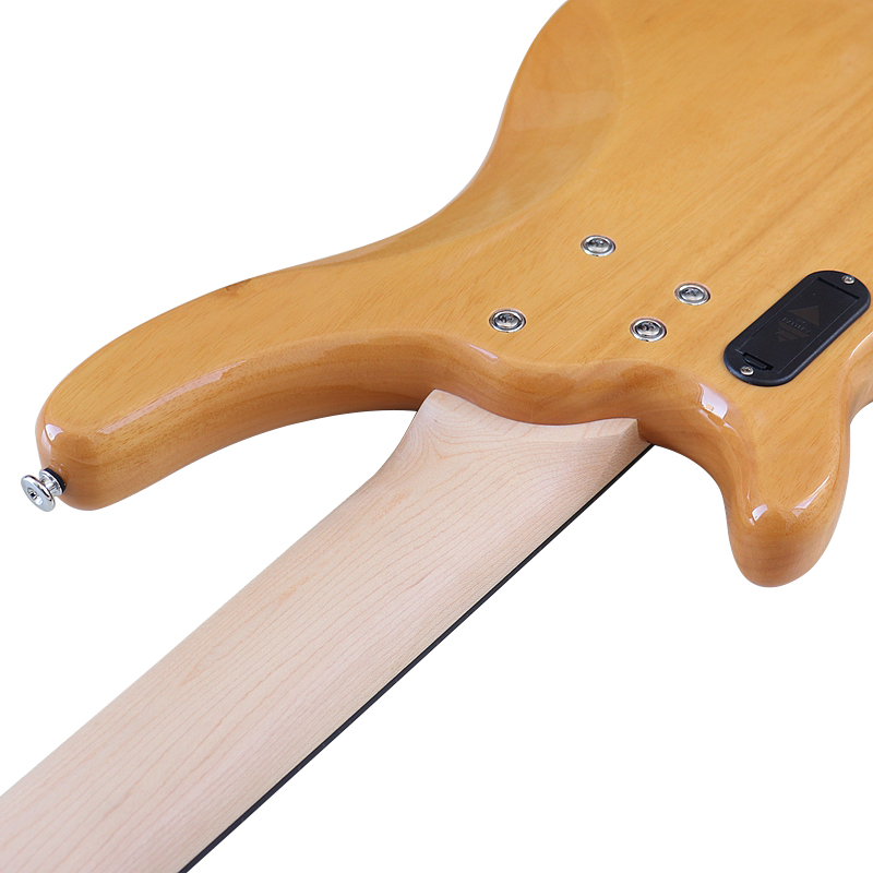 Natural Active 5 String Bass Guitar 43 Inch Electric Bass Guitar 24 Frets Solid Okoume Wood Body with Canada Maple Neck
