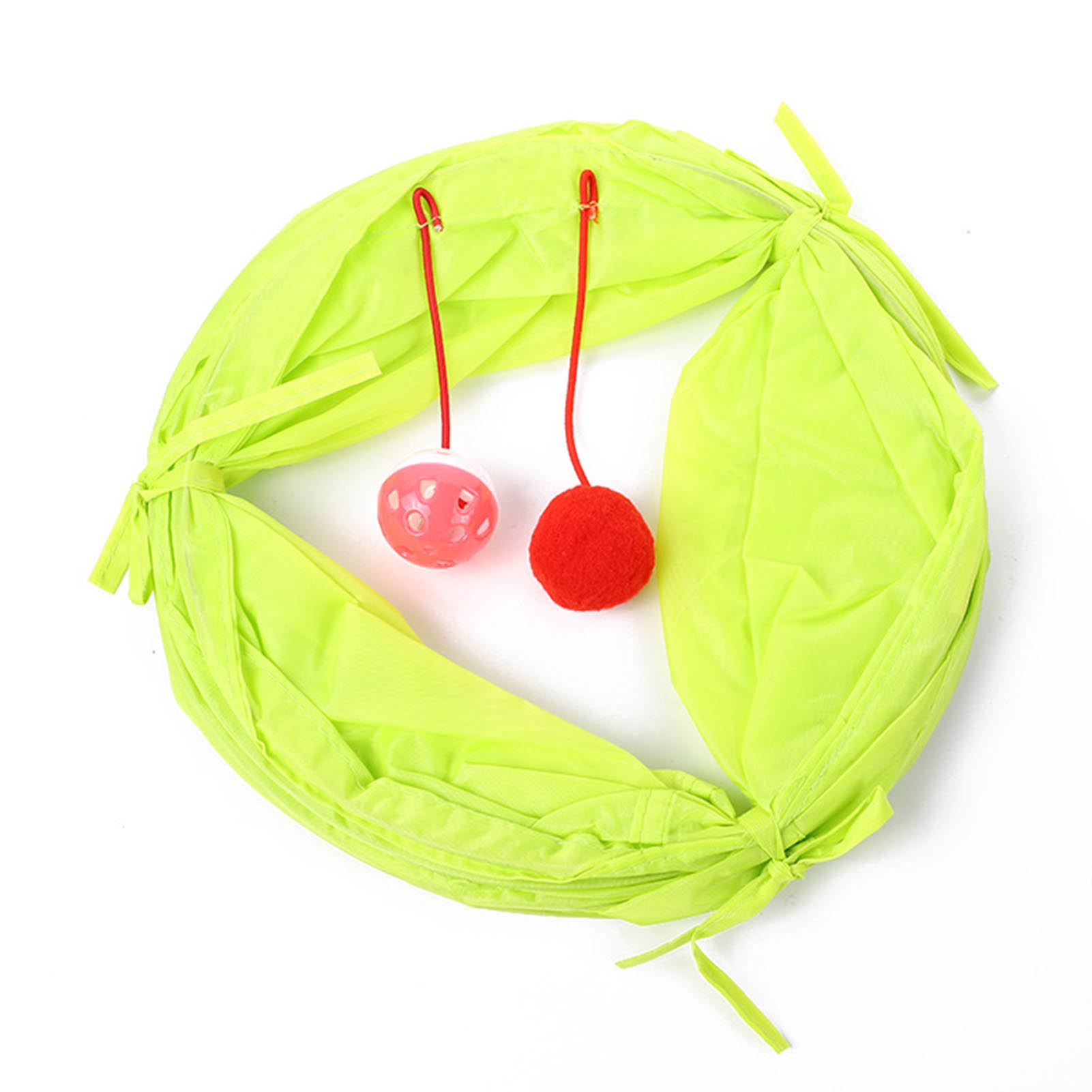 Cat Tunnel Green Cat Tube Foldable Large Space Sound Bell Crinkle Design Durable Cat Play Toy For Indoor Cat Pet Training