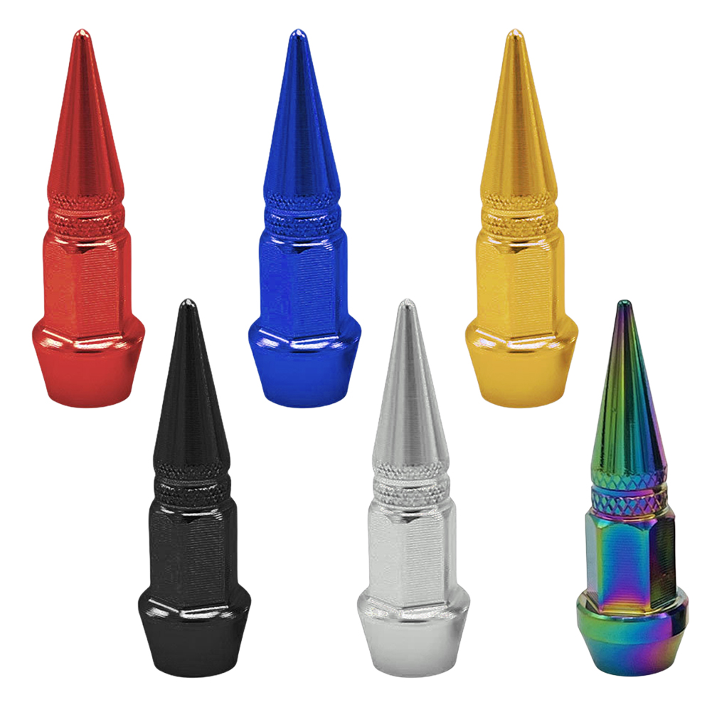 Car Tires Rim Valve Aluminum Solid Stem Nut Wheel Air Caps Colorful Car Wheel Tire Valve Caps Spiked Lug Nuts for Most Vehicles