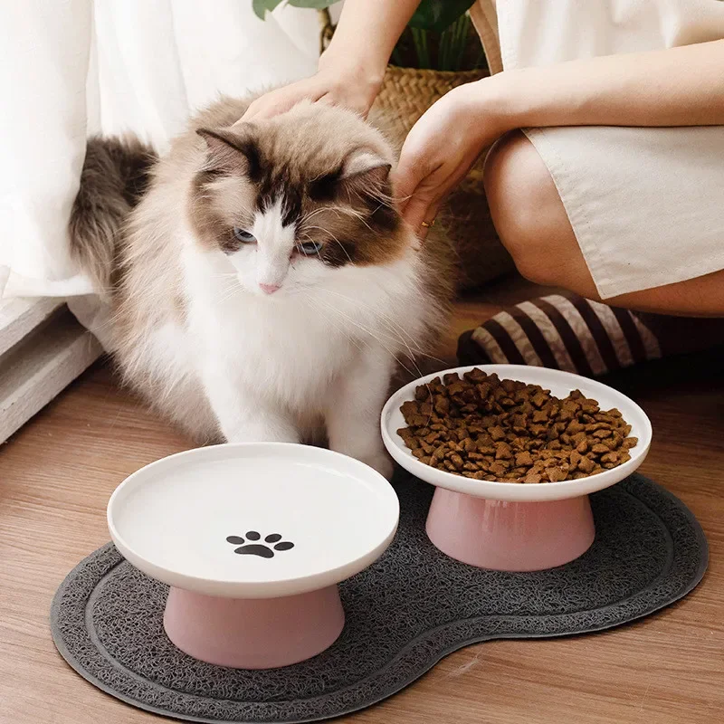 Cat Bowl Ceramic Pet Bowls Cat Dog Bowl Dish Pet Food Plate Kitten Water Dish Feeder Dog Bowl Feeder for Cats Pet Accessories