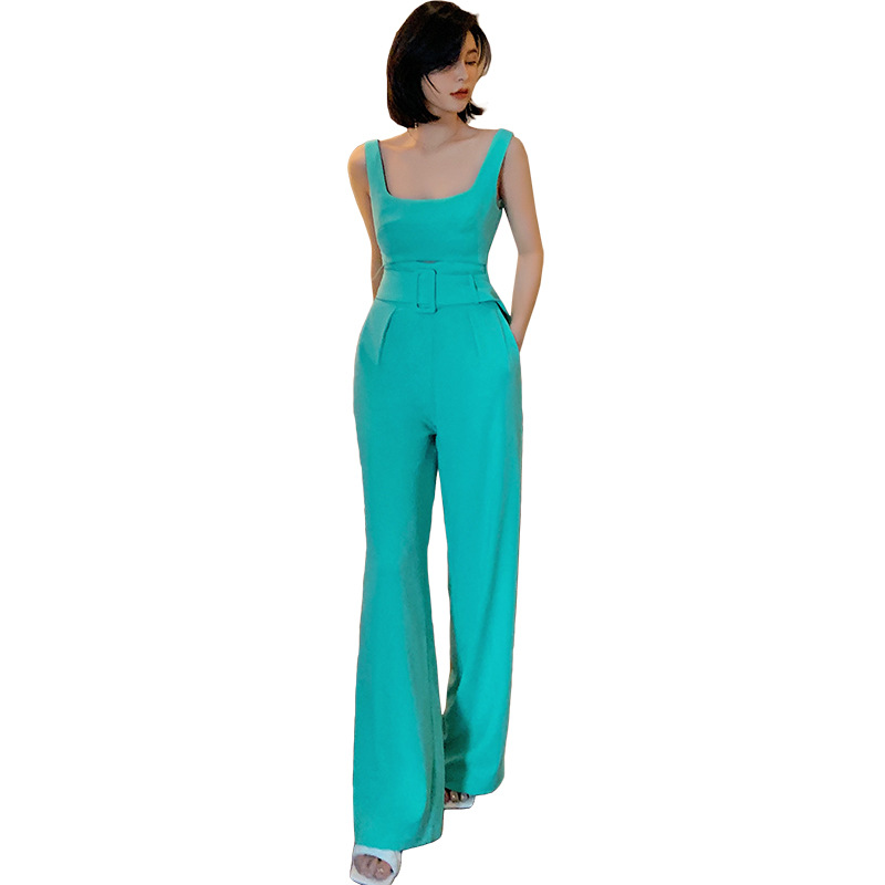 Summer Party Maxi Catsuit Overalls Belted Bodysuit Club Pants Playsuits Rompers Long Rompers Sexy Hollow Out Women Jumpsuit