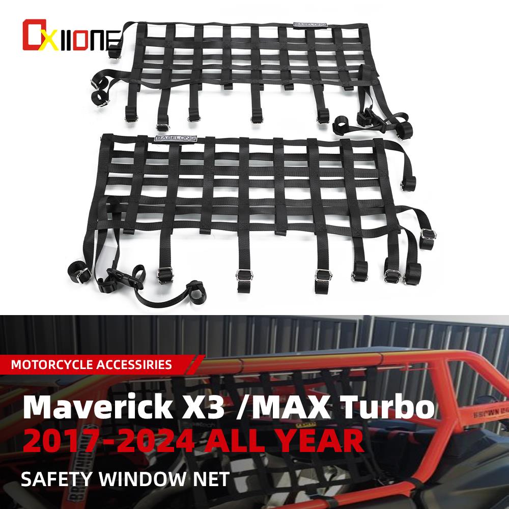 UTV Accessories Safety Window Net For Can Am Maverick X3 Max All Year Maverick X3 XDS XRS XMR XRC Turbo R RR 2017 2018 2019-2023