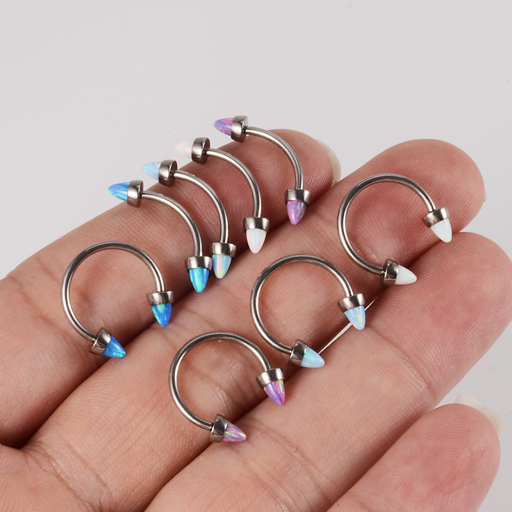 1PCS 16G Impant Grade Titanium Internal Thread Eyebrow Curved Horseshoe Barbell Opal Cone Ball Banana Earrings Lip Ring Jewlery