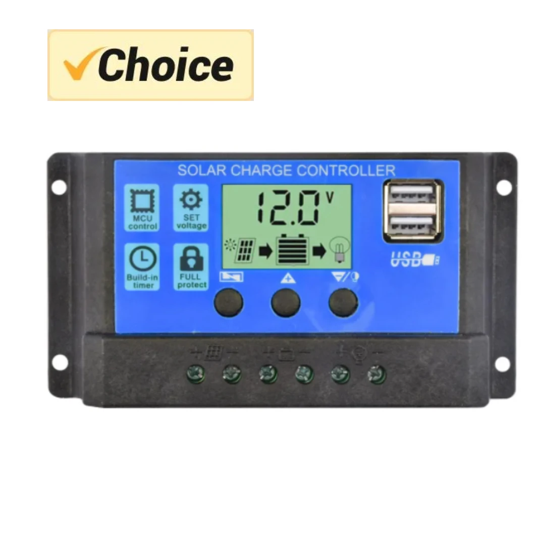 Solar Charge Controller 12V/24V PWM 10A 30A 60A with Adjustable LCD Display Timer Setting EESBAO