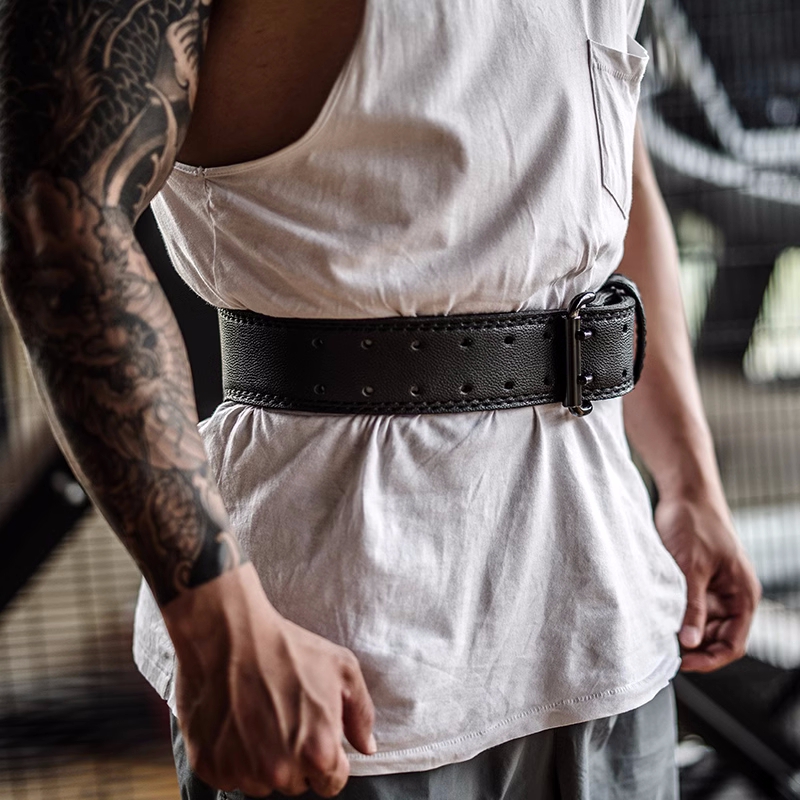 Weight Lifting Belt for Men & Women Granulated Cowhide Gym Powerlifting Belt for Weightlifting Deadlifts Squats Waist Support