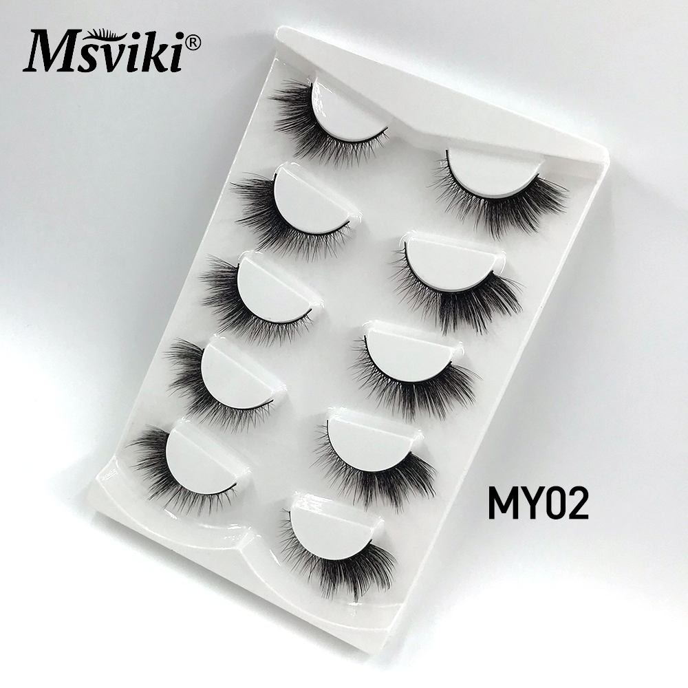 8-15MM Cat Eye Mink Lashes Bulk Wholesale 5 Pairs Winged End Eye Elong Half False Eyelashes Natural Faux Mink Eyelashes Makeup
