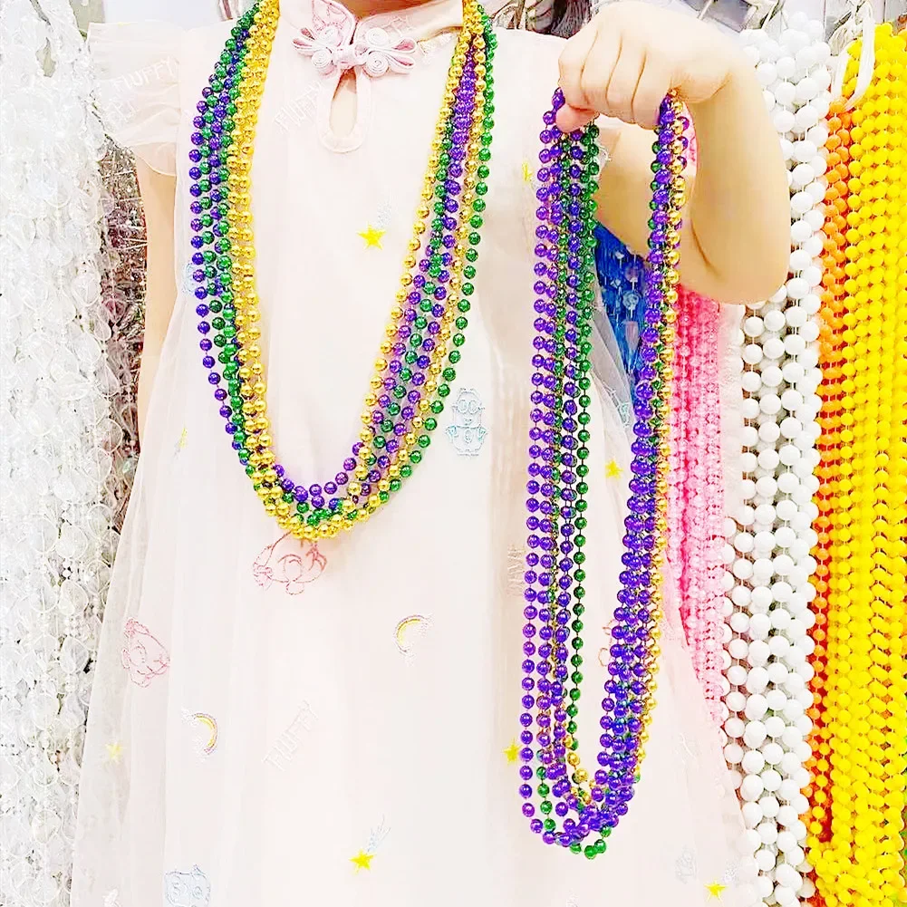 12pcs Purple Gold Green Carnival Beads Beaded Necklaces for Festivals Parades Night Club Dress-up Events Party Favor New Year