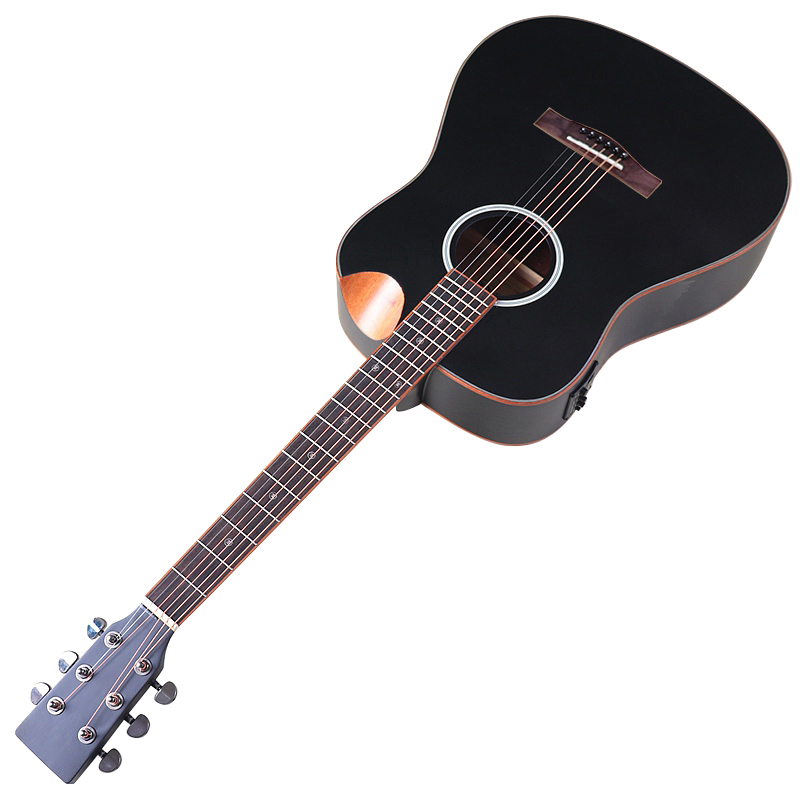 Electric Acoustic Guitar 6 Strings 41 Inch Cutaway Design Good Handicraft Folk Guitar Black Color & Natural color