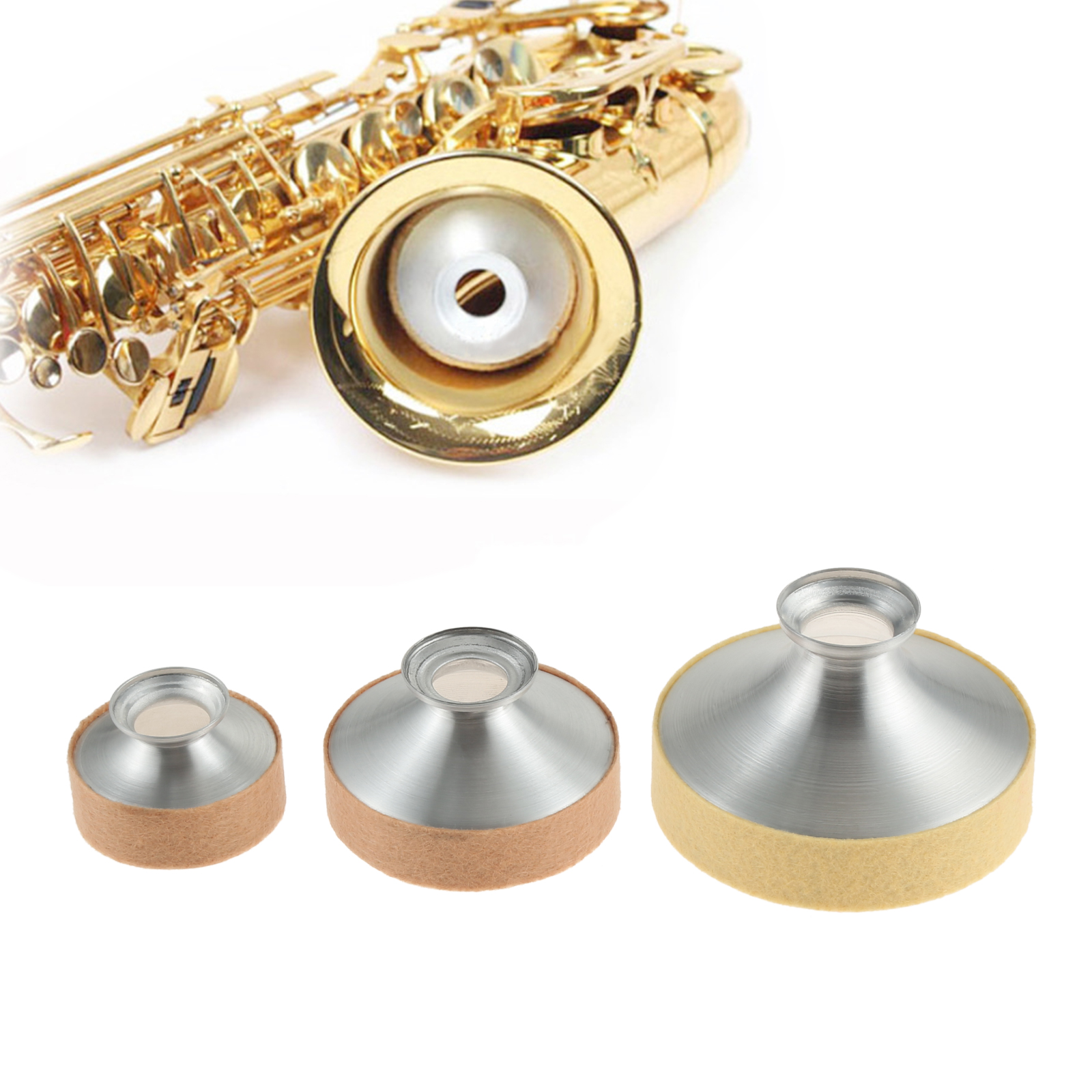 1PC Aluminum Alloy Sax Mute Saxophone Sound Dampener Practice Silencer for Alto/ Tenor/ Soprano Saxophone Instrument Accessories
