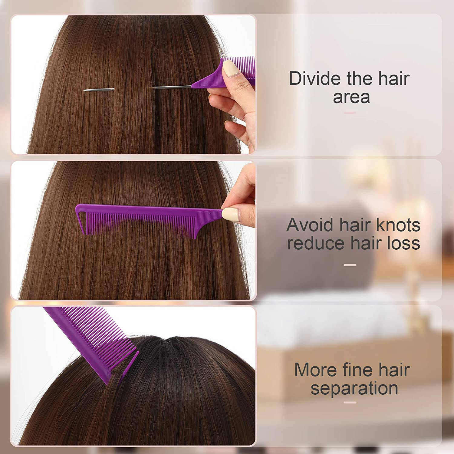 30 Pieces Pintail Comb Rat Tail Comb Hairdressing Styling Comb Teasing Comb Parting Sectioning Comb Anti-Static Heat Resistant