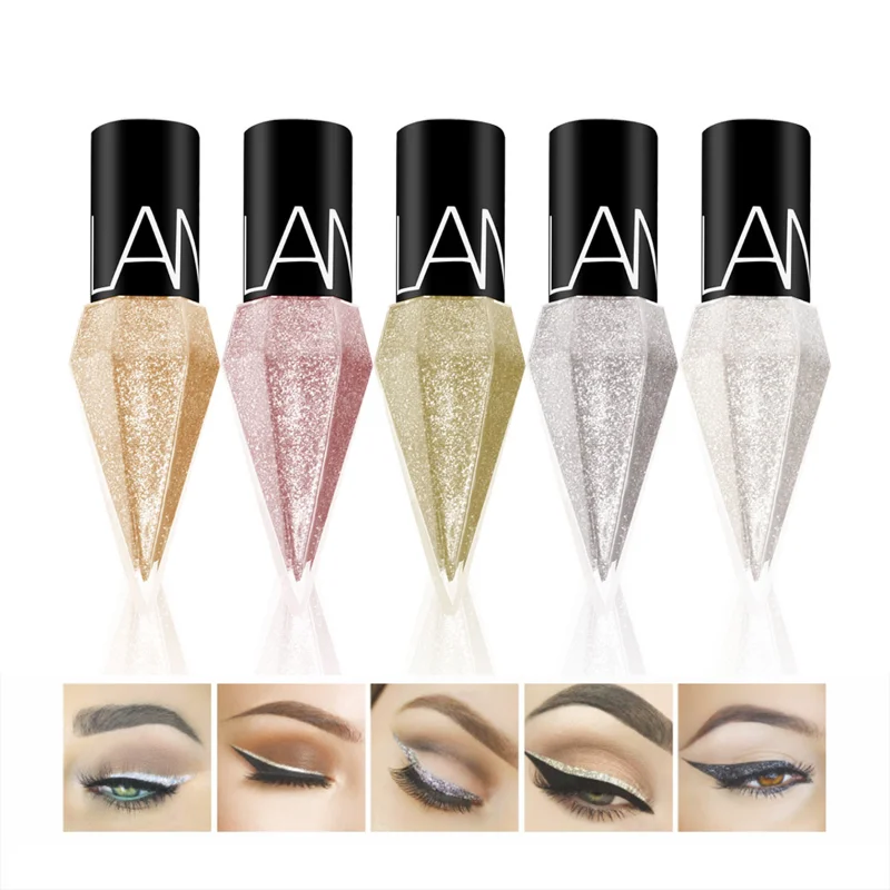 Diamond Shiny Eye Liners Eyeshadow Waterproof Silver Rose Gold Color Glitter Sequins Eyeliner Eye Shadow Makeup Beauty Cosmetics