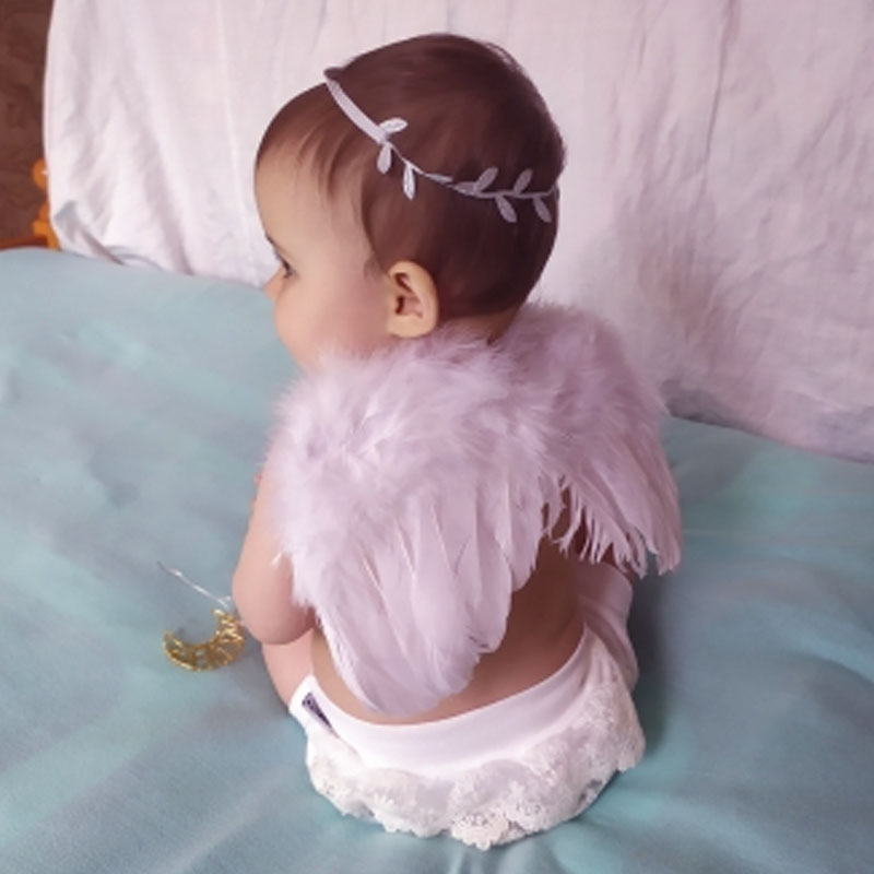 Newborn Photography Props White Angel Wing Baby Photos Props Feather Wing Girls Hair Kids Baby Photography Hair Accessories