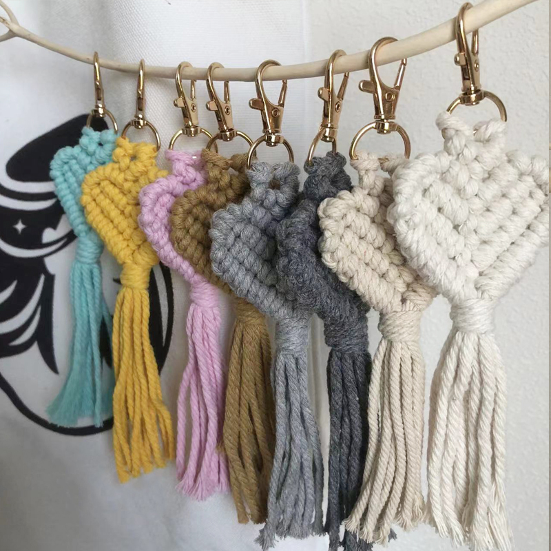 Macrame Hobo Keychain Handmade Heart-shaped Bag Pendant Car Keys Mother's Day gift Wedding Accessories Wholesale Wedding Gift