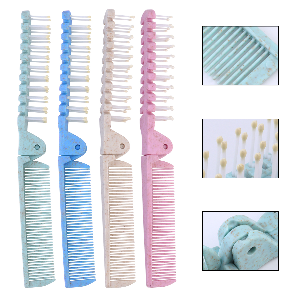 8 Pcs Folding Comb Anti-static for Curly Hair Straightener Plastic Double-Heade Foldable
