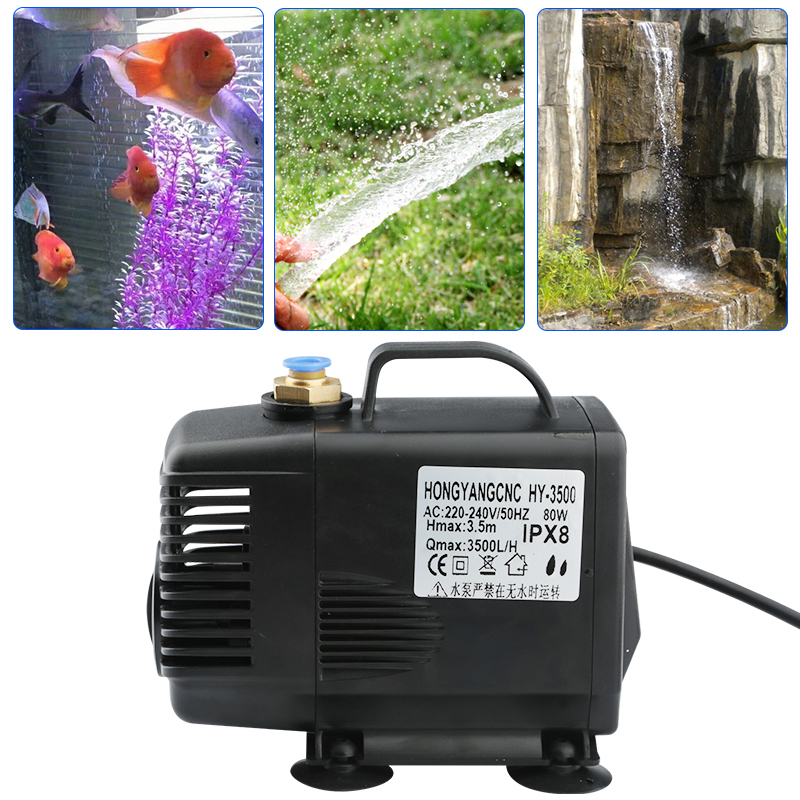 Aquarium Water Pump 80w Submersible Pump 3500l/H Fish Pond Filter Fountain Pump Cnc Router Laser Engraving Spindle Motor Cooling
