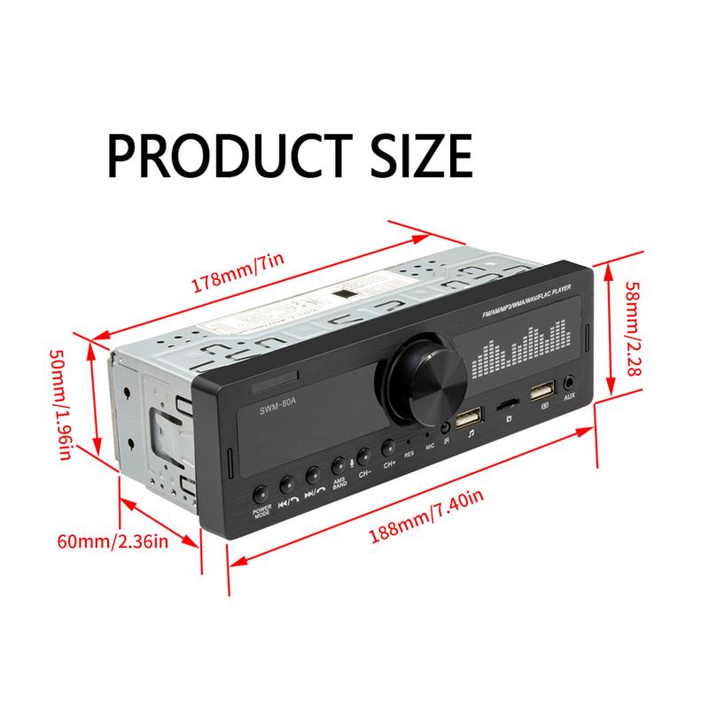 12V Car Bluetooth Stereo MP3 Player FM/AM Radio Support APP Locator Car Finding Audio Copy SWM-80A 1 Din Multimedia Player Set