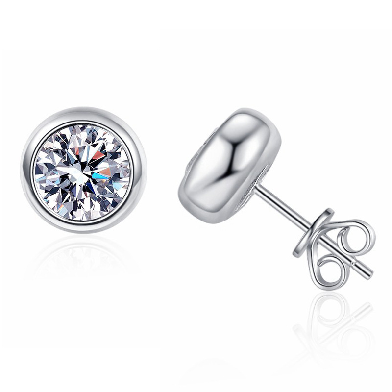 0.5ct/1ct Premium Round Moissanite Stud Earrings Original 925 Silver Womens Classic Moissanite Earrings Party Jewelry 2023