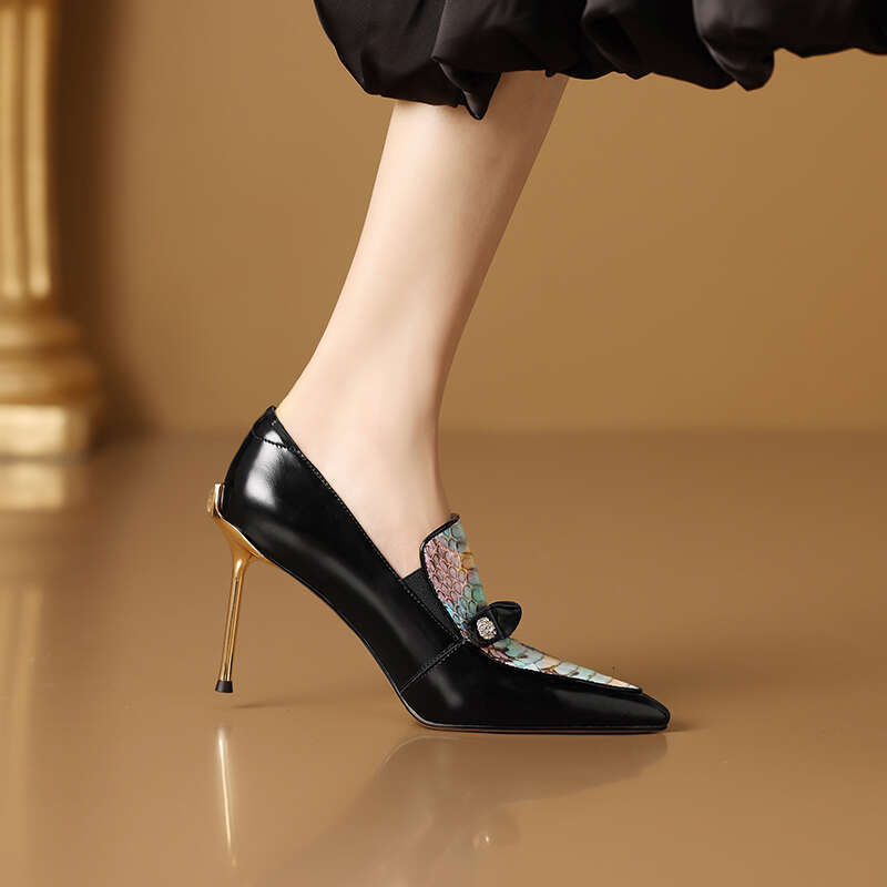 Luxe Snake hot Skin Pointed Toe Stiletto Heels - Metal Accent, Sexy Pumps for Special Ocns