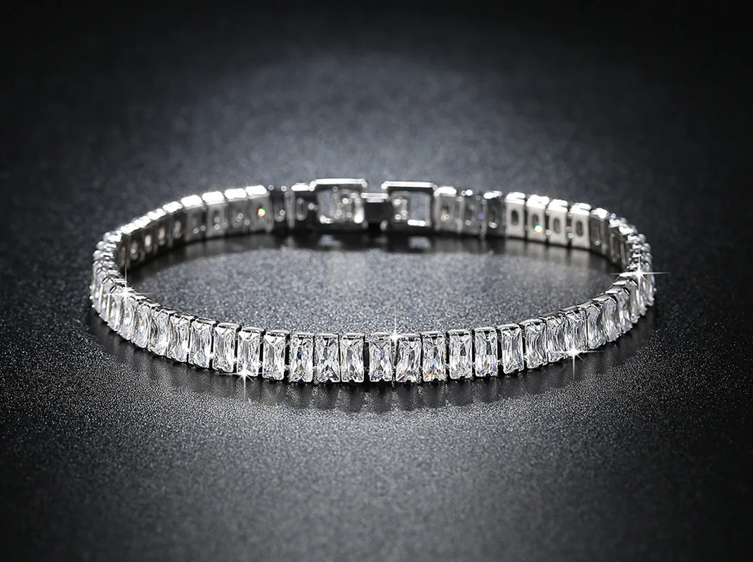 2019 new luxury square 925 sterling silver bracelet bangle for women anniversary gift jewelry wholesale