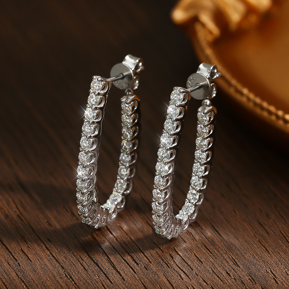 KNOBSPIN All Moissanite Earrings for Women Wedding Party Luxury Earring Jewelry s925 Sterling Sliver Plated 18k Gold Ear Stud
