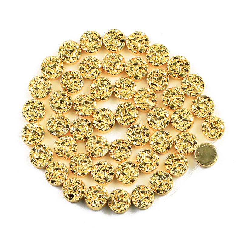 Natural Stone Beads Rose Gold Color Hematite Beads For Jewelry Making 8mm 10mm Flat Round Loose Beads DIY Bracelets Necklace