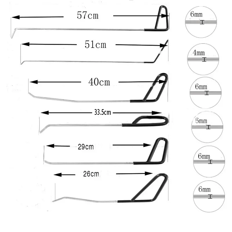 Auto Body Dent Removal Rods Hook Tool Push Rod Car Crowbar Paint Dent Repair Tools Kits 6/17Pcs Automotive Ding Hail Puller Set