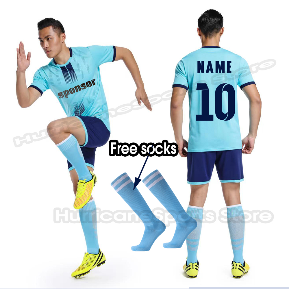Free Socks Adult Kids Football Jerseys Sets Men Boys Soccer Kit Survetements Football Uniforms Women Soccer Training Tracksuit