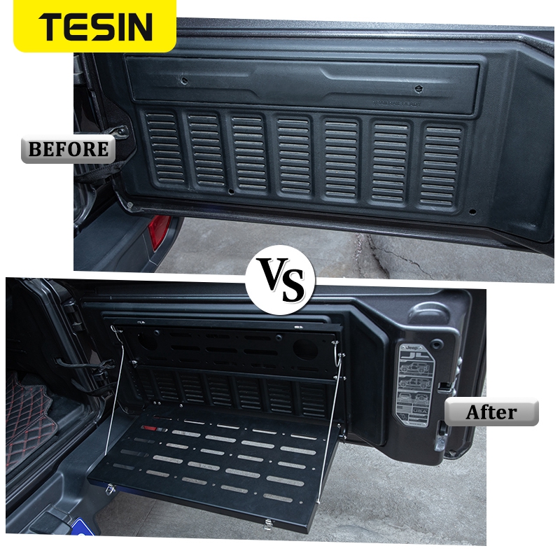 TESIN Tailgate Table Rear Door Foldable Shelf Storage Rack Bracket Off-Road Travel For Jeep Wrangler JL 2018 2019 2020 2021 2022