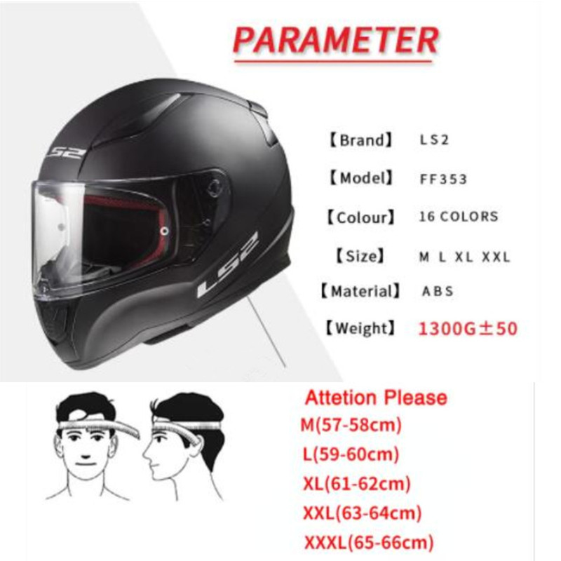 LS2 FF353 Full Face Motorcycle Helmet ABS Safe Structure Men Women Helmets Street Racing Helmets Casco Moto ECE Certification