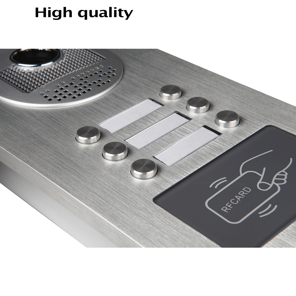 Wired Home 7 inch TFT Color Video Intercom Door Phone System RFID Camera Metal 700TVL with 2/3/4 Monitor for Multi Apartments