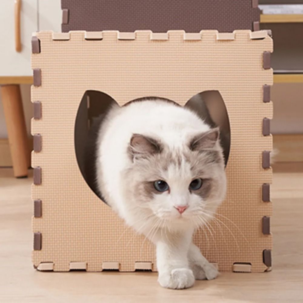 EVA Splicing Cat Tunnel Bite Resistant Interactive Cat Scratcher Board Comfortable 2 Colors Pet Litter Duplex House Puppy