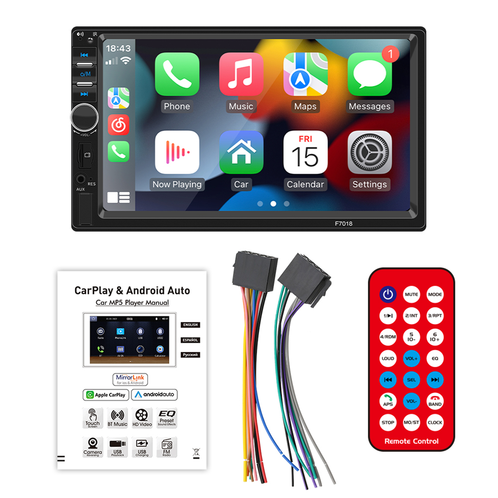2Din 7018C Car MP5 Player 7 Inch Multimedia Video Player Universal Auto Stereo GPS MAP CarPlay Android Auto Car Radio