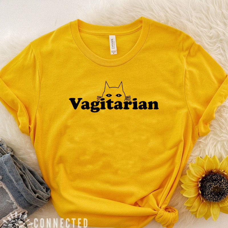 Womens Vagitarian Lesbian Shirt Funny Gay Pride Tshirt LGBT Feminist Cute Pussy Cat Rainbow Tshirt Causal T Shirt Women Gai