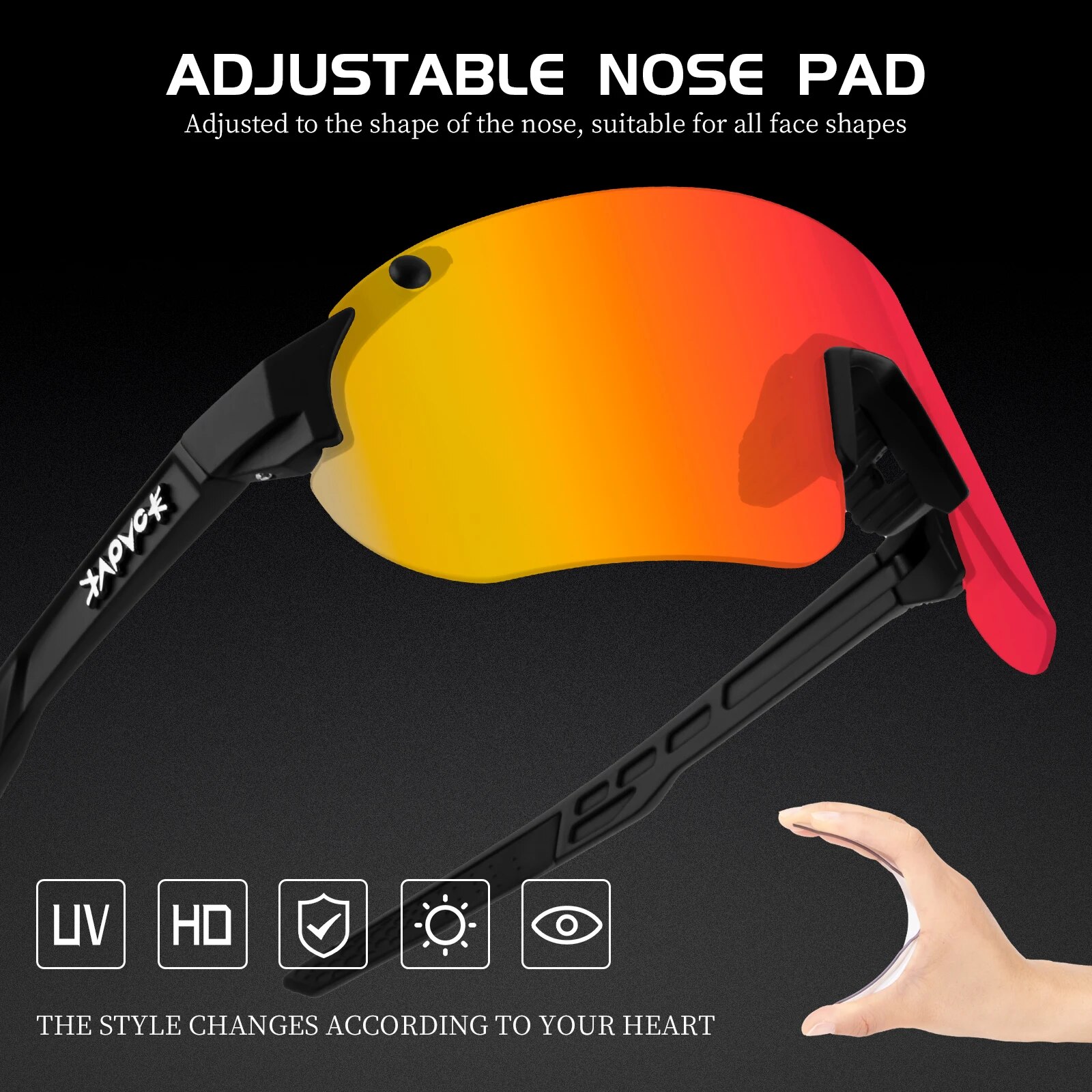 Kapvoe Cycling Sunglasses Men Lady Outdoor Sports Windproof Dustproof Goggles Road Mountain Biking Running Sun Glasses