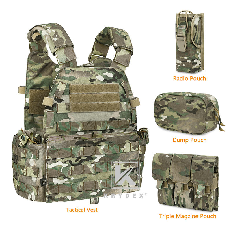 KRYDEX Tactical Body Armor Combat Vest Plate Carrier With Magazine Pouch Hunting Outdoor Protective Vests Accessories Waterproof