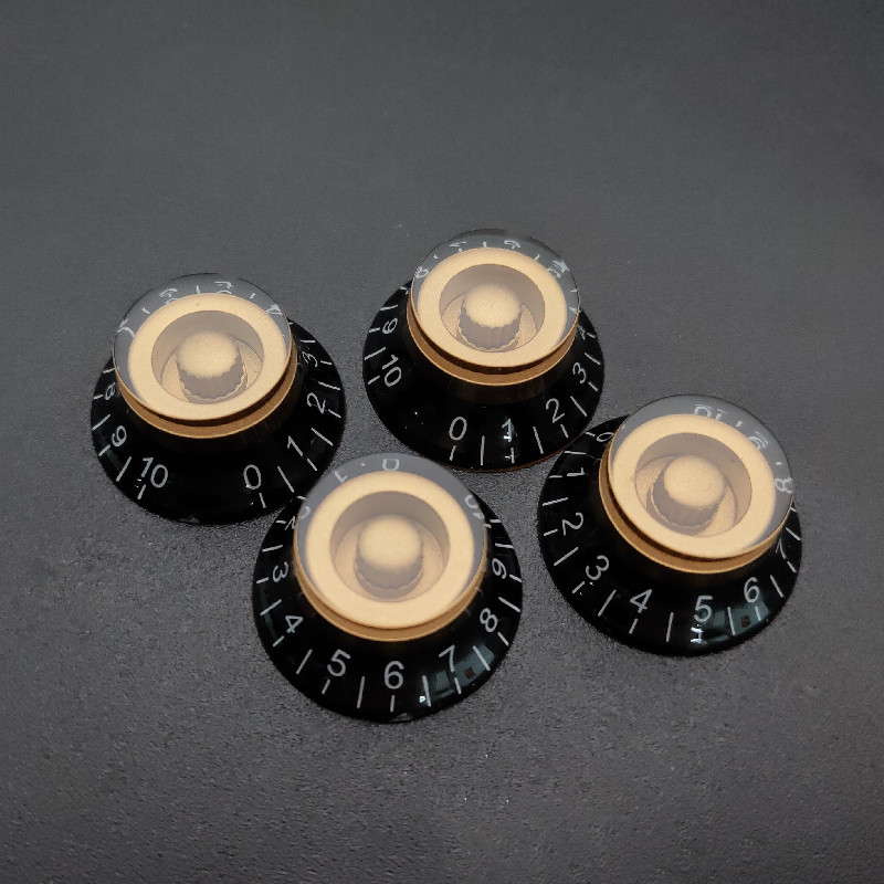 2/4pcs LP Electric Guitar Volume Tone Knob Top Hat Straight Guitar Speed Control Knob Plastic Guitar Accessories Gold Black